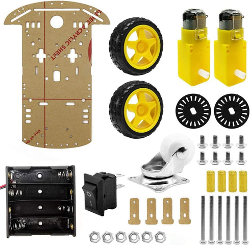 YIKESHU 2WD Smart Robot Car Chassis Kit with Speed Encoder Battery Box 2 Wheels Arduino Microbit Raspberry Pi DIY Toy Adult Age 16+...
