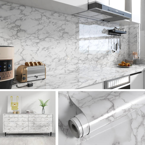 DUUEIHHUER Marble Countertop Contact Paper Waterproof Easy to Clean Self-Adhesive Removable Countertop Cabinet Wardrobe Old Furniture Decoration W...