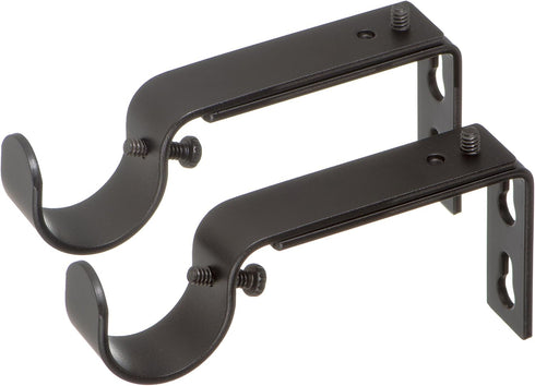 Ivilon Adjustable Brackets for Curtain Rods - for 1 or 1 1/8 Inch Rods. Set of 2 - Antique Black...