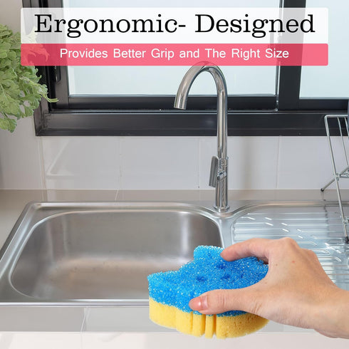 6 Pcs Cat Dual Sided Scrub Sponge Cleaning Sponges Cute Temperature Sensitive Dish Sponges for Washing Dishes Non Scratch Household Multi Use Spon...