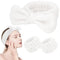 Spa Headband and Wristband Set 3PCS Skincare Headbands Wrist Bands Face White Wash Headband Soft Makeup Elastic Facial Makeup Headbands Cute Bow H...