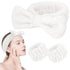 Spa Headband and Wristband Set 3PCS Skincare Headbands Wrist Bands Face White Wash Headband Soft Makeup Elastic Facial Makeup Headbands Cute Bow H...
