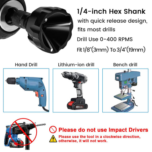 Hakkin 2Pack Hex Shank Deburring External Chamfer Tool with Carbide Blade, Quick Release Deburring Chamfering Drill Bit Repairing Damaged Bolts Sc...