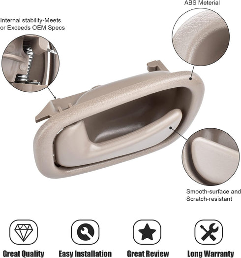 FAERSI 4Pcs Inside Interior Door Handle Front Rear Driver & Passenger Side Replacements for Toyota Corolla Prizm Manual Lock Beige/Tan 1998 1999 2...