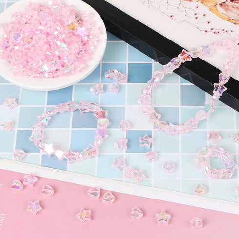 200 Pcs Star Heart Acrylic Beads for Jewelry Making, Heart Star Shape Beads Bulk with Box, 11mm Mixed Color Heart Star Loose Beads Charms Spacer B...
