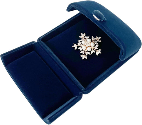 Brooch Present Box Premium Grade Navy Blue Velvet Jewelry Case Brooch Pin Badge Classic Design...