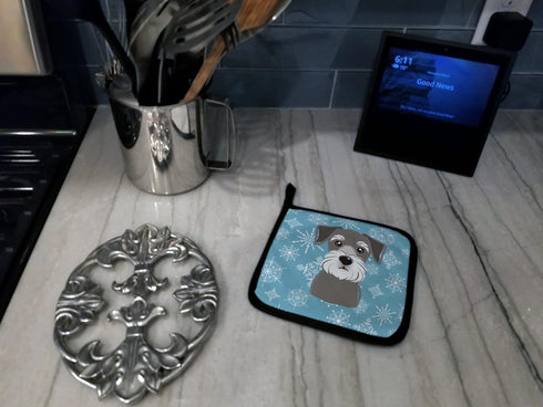 Caroline's Treasures BB1640PTHD Snowflake Schnauzer Pair of Pot Holders Kitchen Heat Resistant Pot Holders Sets Oven Hot Pads for Cooking Baking B...