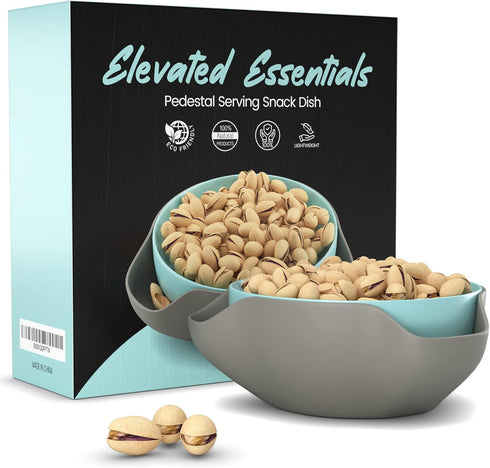 Pistachio Bowl By Elevated Essentials - Double Dish Serving Bowl with Shell Storage - Perfect for Fruit, Nuts, Candy & Snacks...