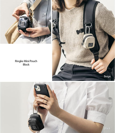 Ringke Mini Pouch Block, Mini Bag for Universal Wireless Ear Buds, Durable Waterproof Keychain Accessories Small Pouch Bags Compatible with AirPod...