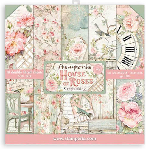 STAMPERIA INTERNATIONAL, KFT Scrapbooks Paper Pad 8X8 10PK HOUSE ROSE, 20.3 x 20.3 (8'' x 8''), Multicoloured...