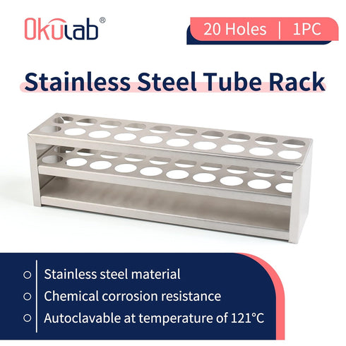 Test Tube Rack, 20 Holes Stainless Steel Test Tube Rack, with Extended Edges Providing Handles, Suitable for Tubes of Dia.?21mm, Round Holes Test ...