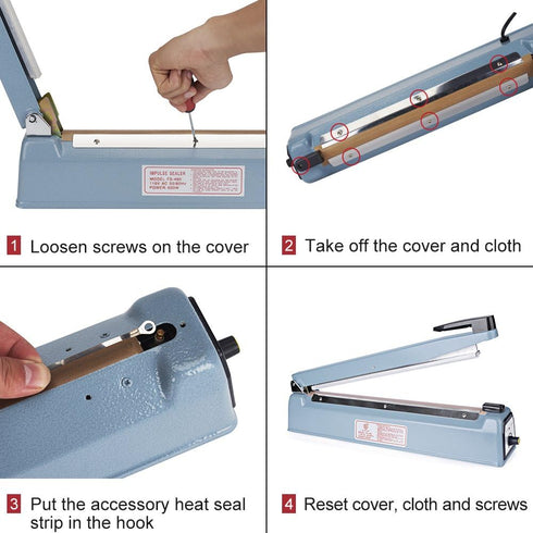 Metronic 12 inch Heat Seal Closer Impulse Sealer Accessories,2PC Thermal Fuse+2PC Fever Cloth (12 inch)...