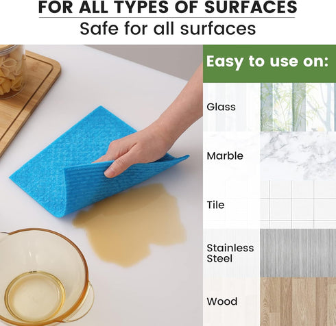 Homaxy Swedish Dishcloths for Kitchen, 15 Pack Reusable and Washable Cellulose Sponge Cloths Dish Towels, Absorbent and No Odor Paper Towels for D...