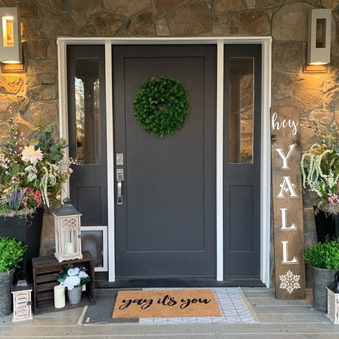 Large Hey Yall Stencil Vertical - 5 Pack Hey Yall Sign Stencils Templates for Painting on Wood, Reusable Letter Stencils for Front Door Porch Wood...