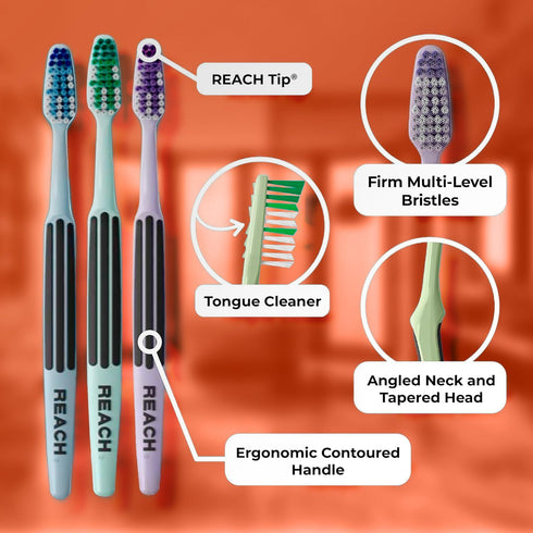 Reach Advanced Design Adult Toothbrush (7 Count) Firm Toothbrush, Effectiveness, Precision & Cleaning | Hygiene Routine...