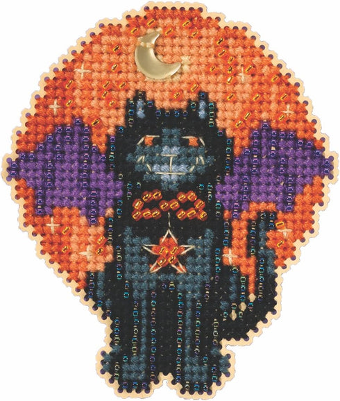 Mill Hill Bat Cat Beaded Counted Cross Stitch Ornament Kit 2023 Autumn Harvest MH182324...