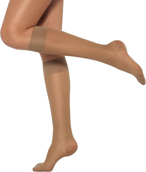 Healthweir Sheer Graduated Compression Knee High Stockings for Women 15–20 mmHg – Made in Italy Support Socks, Closed Toe, Nurses, Travel, Varicos...