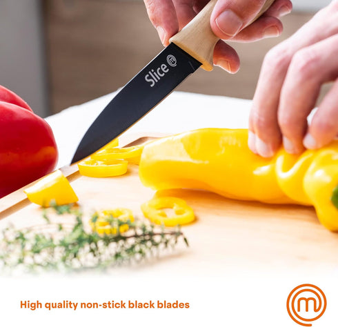 MasterChef Knife Set of 3 Kitchen Knives for Cooking (Chef, Paring & Utility), Professional Sharp Stainless Steel, Non Stick Blades & Soft Touch H...
