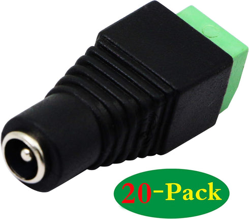 zdyCGTime DC 5.5 X 2.1mm Adapter 2.1 X5.5mm Female Barrel Power Jack to 2 Pin/Way Female Bolt Screw Type terminals Adapter Connector for CCTV Secu...