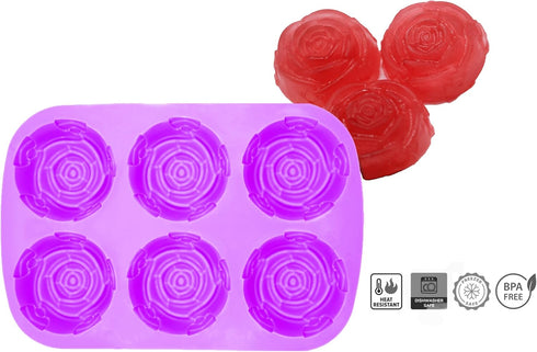 Rose Chocolate Candy Silicone Pan Tray Mold for Handmade DIY Flower Cake Topper, Soap Jelly Chocolate Pudding Muffins Oven to Freezer Dishwasher S...