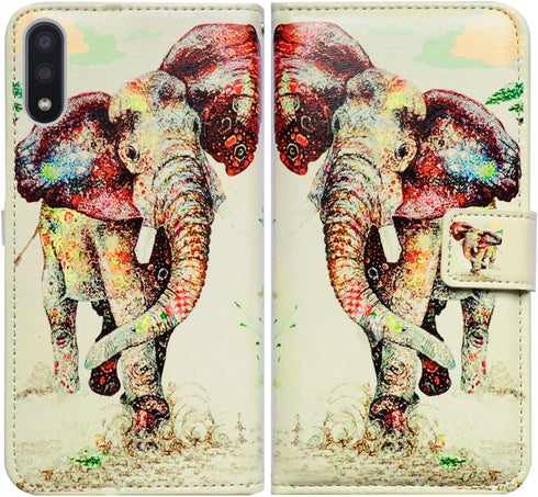 Case for Galaxy A01, Elephant Pattern Leather Flip Case Wallet Cover with Card Slot Holder Kickstand for Samsung Galaxy A01...