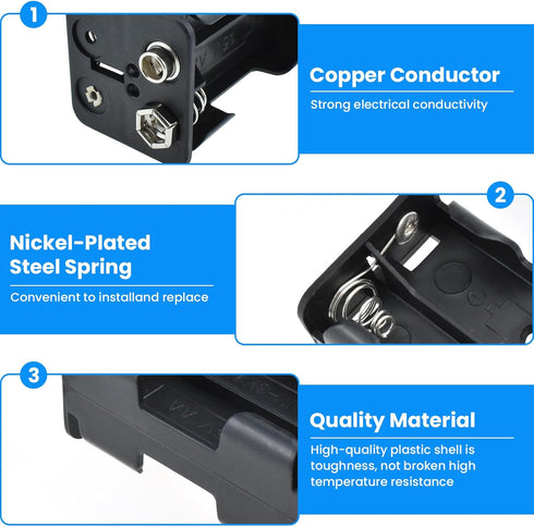SDTC Tech 2-Set 8X 1.5V AA Battery Holder and I Type Snap Connector Kit 12 Volt Thicken Plastic Battery Case Box...