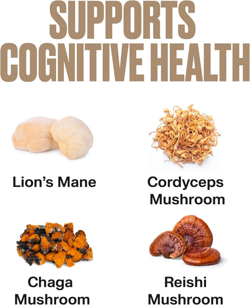 VitaHustle Super Mushroom Mood + Mind Focus Gummies, Lions Mane Mushrooms, Reishi, Chaga, Cordyceps, Vegan, Low Sugar, Non GMO, Cherry Flavor, 50 ...