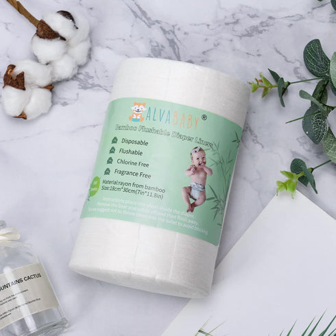 ALVABABY Diaper Liner for Baby Cloth Diapers 11.8x7.1 Inch Natural Soft Disposable Diaper Liners Fragrance Free Chlorine Free 100 Sheets...