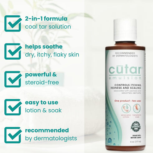 Emulsion Cream - Coal Tar Lotion for Relief from Eczema, Psoriasis, and Dermatitis - Helps Soothe Itchy Flaky Skin, Redness, Dryness, and Inflamma...