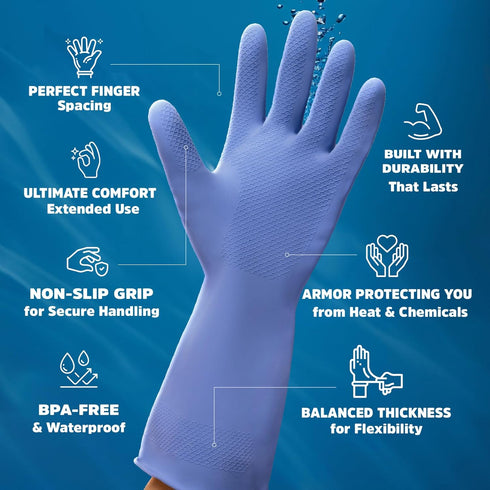 Cleaning Gloves Reusable 1 Pair - Rubber Gloves Latex Gloves for Washing Dishes - Dish Gloves Medium - Cleaning Gloves Medium - Rubber Gloves for ...