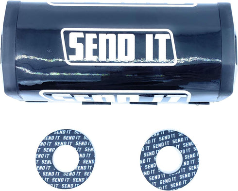 SEND IT Bar Pad with FREE DONUTS Handlebar DIrtbike ATV Crossbar (BLACK, SQUARE)...