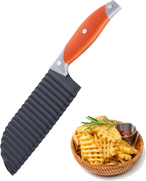 Crinkle Cutter for Veggies, VITUER Crinkle Cut Knife for French Fry, Vegetable, Potato, Cucumber, Carrot and Fruit, Stainless Steel Wave Fries Cut...