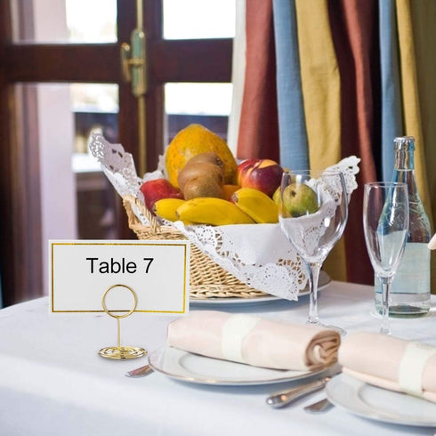 24 Pcs Premium Mini Table Number Holders and 24 Pcs Place Cards with Gold Foil Border, Place Card Holder, Table Sign Stand, Photo Picture holders ...