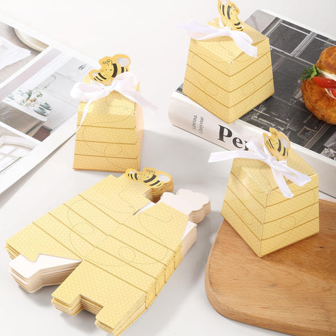 Cyblinia 50 Pack Bee Party Favor Boxes Treat Boxes Paper Beehive Gift Box for Birthday Party Supplies...