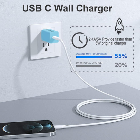 USB C Wall Charger, Miady 2 Pack 2.4A/5V Wall Charger Adapter Compatible for iPhone 14/14 Pro Max/13/13Pro/12/12 Pro, iPad AirPods Pro and More (C...