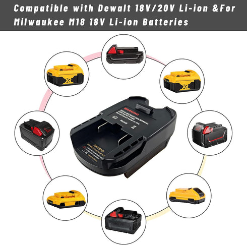 URUN Adapter Converter for Milwaukee 18V Battery to for Ridgid AEG 18v Cordless Tools, Also for Dewalt 20V Li-ion Max XR Battery Converter to Ridg...