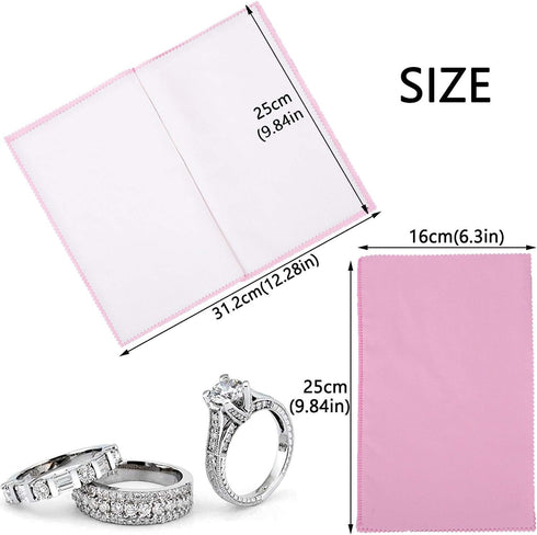 SEVENWELL 2pcs Jewelry Polishing Cleaning Cloth Large 10'' x 12'' for Sterling Silver Jewelry Gold, Diamond, Platinum, Precious Stones, Coins (Pin...