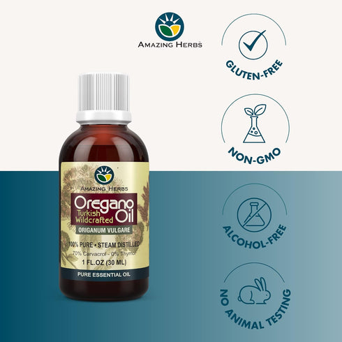 Amazing Herbs Pure Oregano Essential Oil - 100% Pure Oregeno Oil, Improves Cardiovascular Health and Promotes Gastrointestinal and Respiratory Hea...