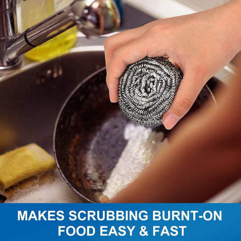 6 Pack Stainless Steel Scrubber, Steel Wool Srubber for Scouring Stubborn Messes from Pots and Pans, Stoves,Broiler Racks,Grills and More...