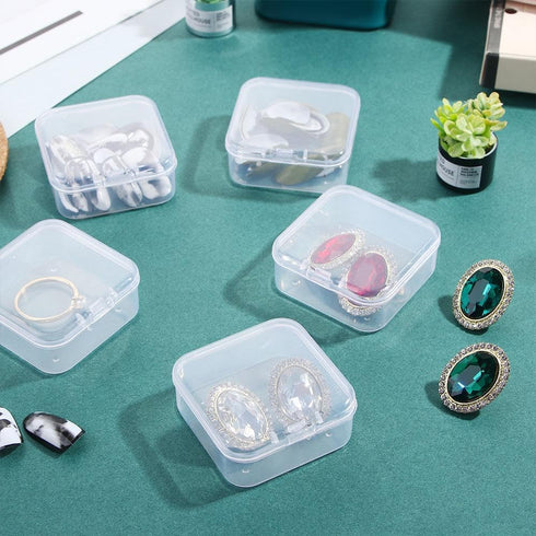 30pcs Square Transparent Jewelry Container, Plastic Makeup Bead Packaging Storage Box, Mini Clear Empty Case with Lid for Crafts, Jewelry, Hardwar...