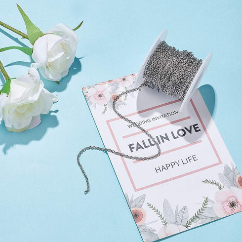 DanLingJewelry 30 Feet 304 Stainless Steel Unwelded Cable Chain Spool Link in Bulk for Necklace Jewelry Accessories DIY Making 3x2mm...