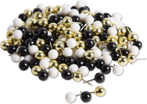 U Brands Sphere Push Pins, Black, White and Gold, 200-Count...