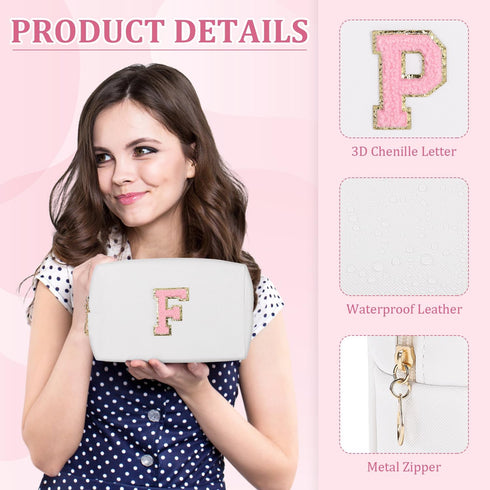 Etercycle Small Personalized Initial Letter Makeup Bag for Women, Cute Waterproof PU Leather Cosmetic Bag Travel Makeup Bag, Makeup Pouch Toiletry...