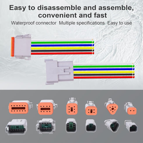 6Pack 4-Pin Waterproof DT Connector Male and Female Wire Connectors with 16AWG 105? 600V Wires and Heat Shrink Tubes, Applicable for Automotive El...