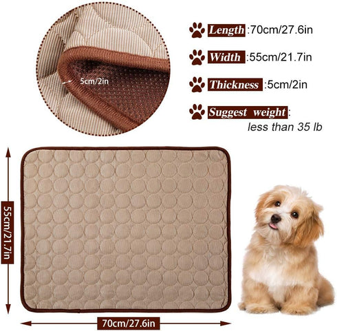 Pet Cooling Mat for Dog Puppy Cat Washable Cooling Pad, Reusable Ice Silk Dog Self Cooling Mat, Pet Sleeping Pad Blanket for Pet Beds Kennels Couc...