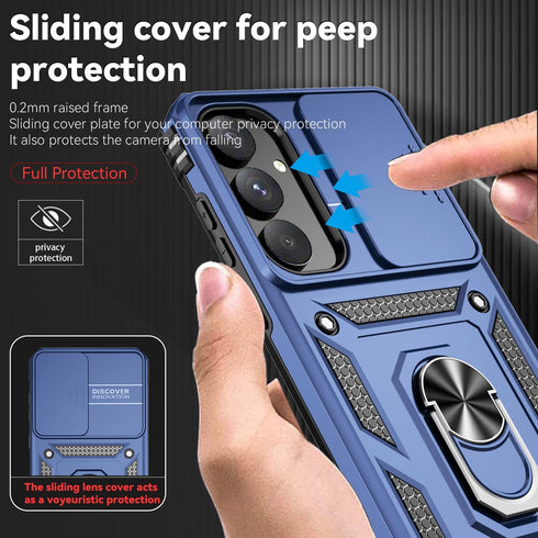 SunRemex for Samsung Galaxy S23 FE Case with HD Screen Protector,Samsung S23 FE Phone Case Built in Rotatable Metal Ring Holder Kickstand for Sams...