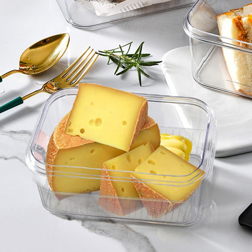 Cheese Container Airtight with Time Recording - Cheese Storage Container for Fridge Cream Cheese Sliced Cheese Cheddar Container Cheese Box with L...