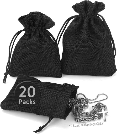 Burlap Drawstring Bags Set, 5.5 x 4 and 4.8 x 3.5, Sacks 20 for Small Favor, Gift, Treat, Goodie, Party, Jewelry, Little Sachet, Coffee Bean, Mini...