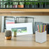 UnionBasic Square Pen Holder, Leather Pencil Cup, Desktop Caddy Stationery Organizer, White...