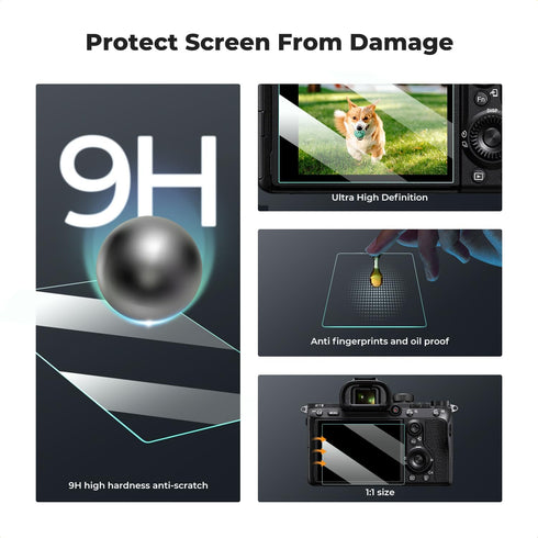 K&F Concept Screen Protector & Hot Shoe Cover Kit for Sony A9 A7III A7R II 7II 7S II A9II A7R III A1 RX1R RX1 RX10IV A7C A7S III A7R IV RX10 III R...